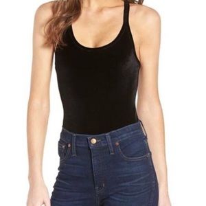 Madewell racerback velvet bodysuit in black